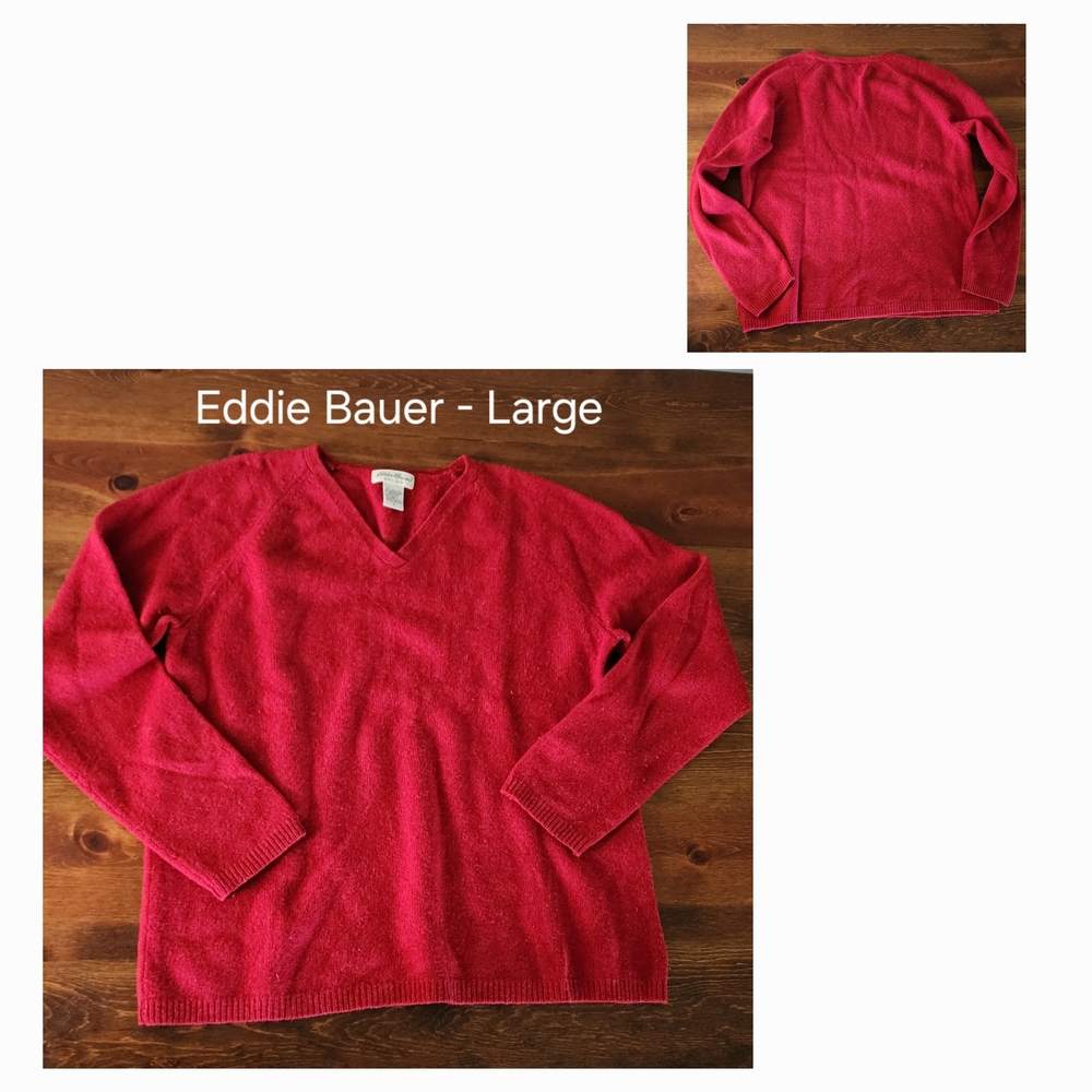 Eddie Bauer Women's V-Neck Sweater in Rich Red
